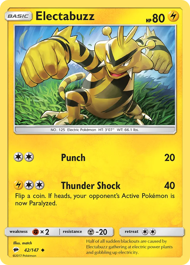 Sun & Moon—Burning Shadows 영어판 Electabuzz 42 카드 앞면