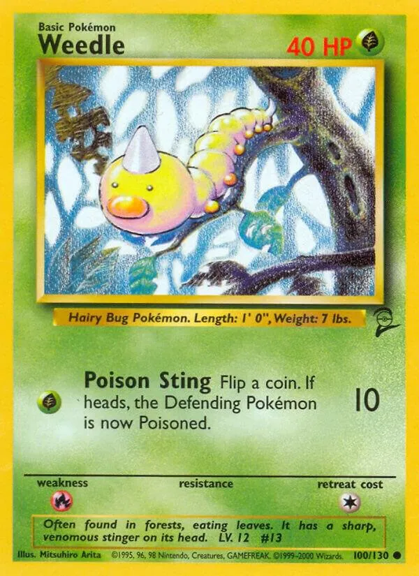 Base Set 2 영어판 Weedle 100 카드 앞면