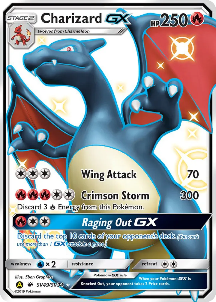 Hidden Fates 영어판 Charizard-GX SV49 카드 앞면