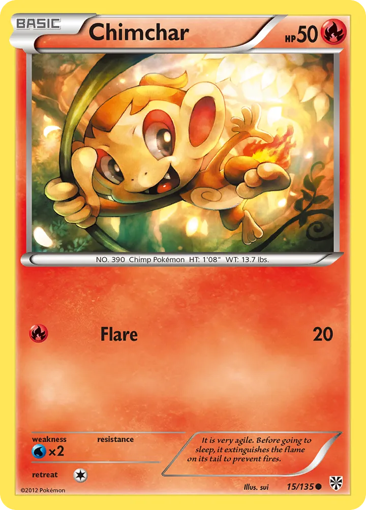 Black & White—Plasma Storm 영어판 Chimchar 15 카드 앞면