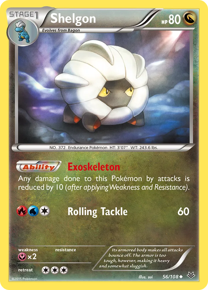 XY—Roaring Skies 영어판 Shelgon 56 카드 앞면