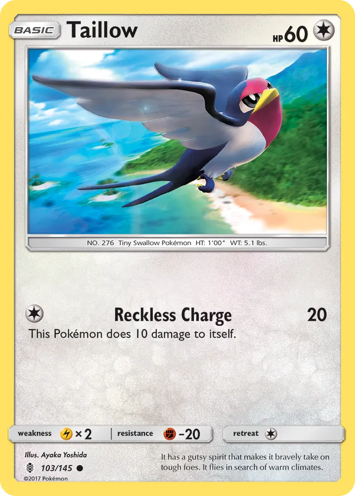 Sun & Moon—Guardians Rising 英語版 Taillow 103 カード表面