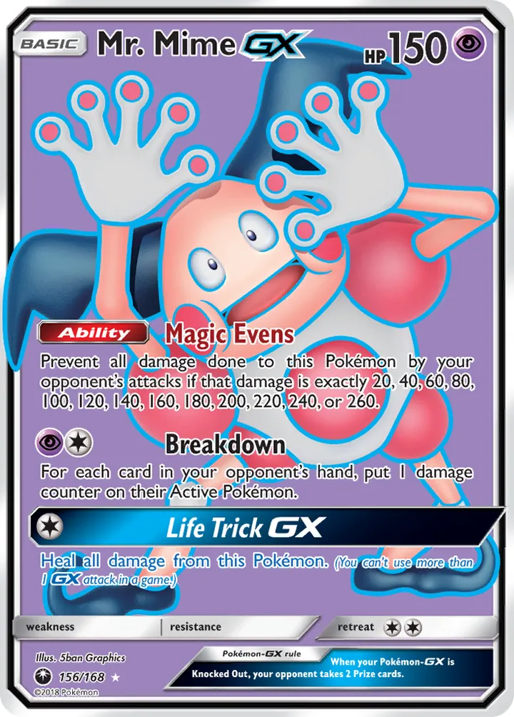Sun & Moon—Celestial Storm 영어판 Mr. Mime-GX 156 카드 앞면