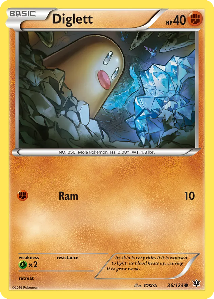 XY—Fates Collide 영어판 Diglett 36 카드 앞면