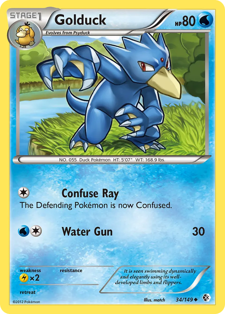 Black & White—Boundaries Crossed 영어판 Golduck 34 카드 앞면