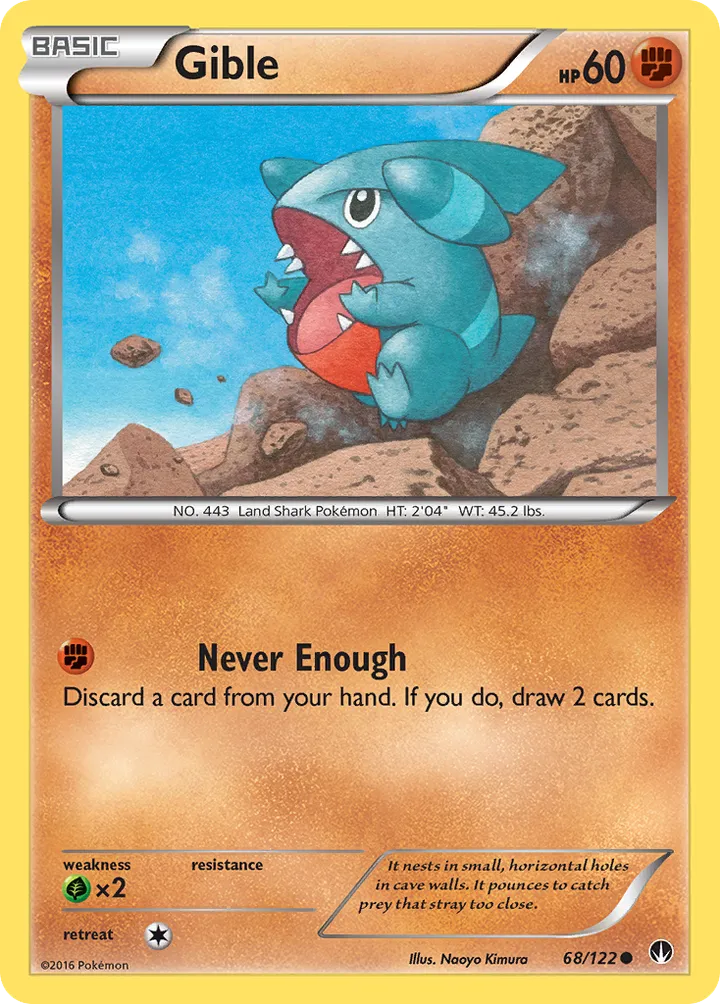 XY—BREAKpoint 영어판 Gible 68 카드 앞면