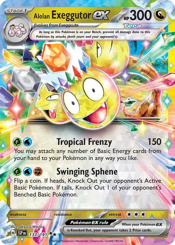 Scarlet & Violet—Surging Sparks 영어판 Alolan Exeggutor ex 133 카드 앞면