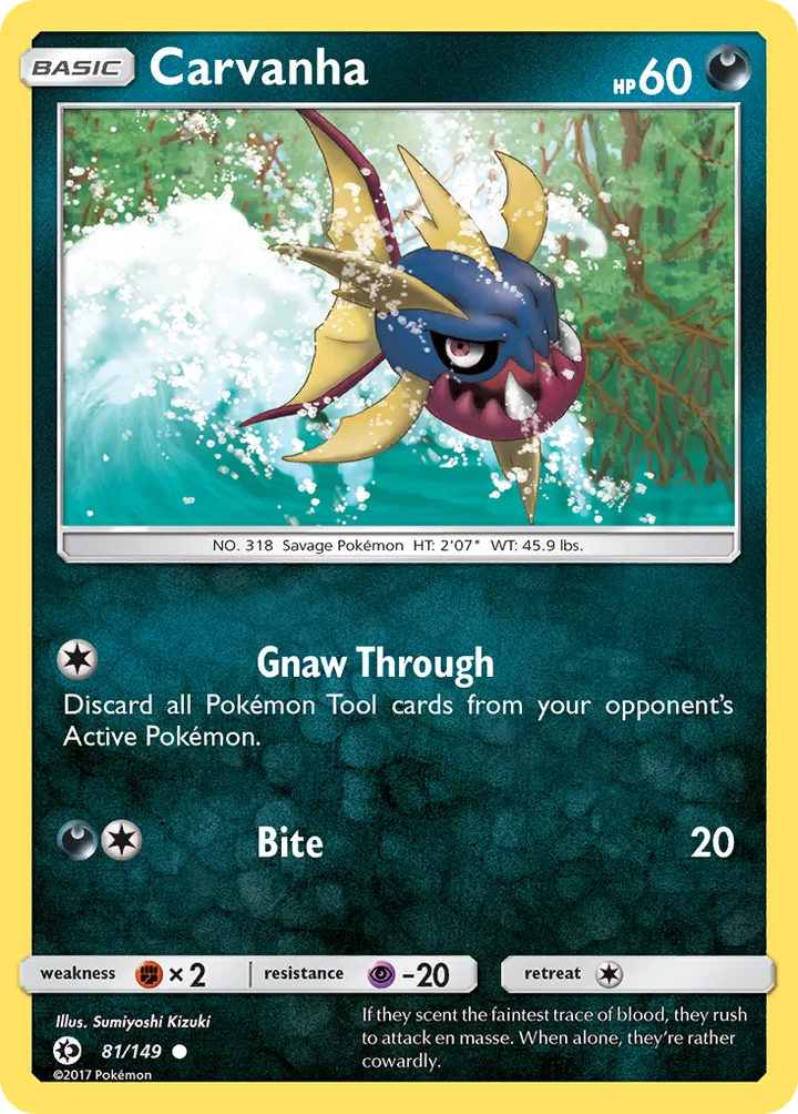 Sun & Moon 영어판 Carvanha 81 카드 앞면