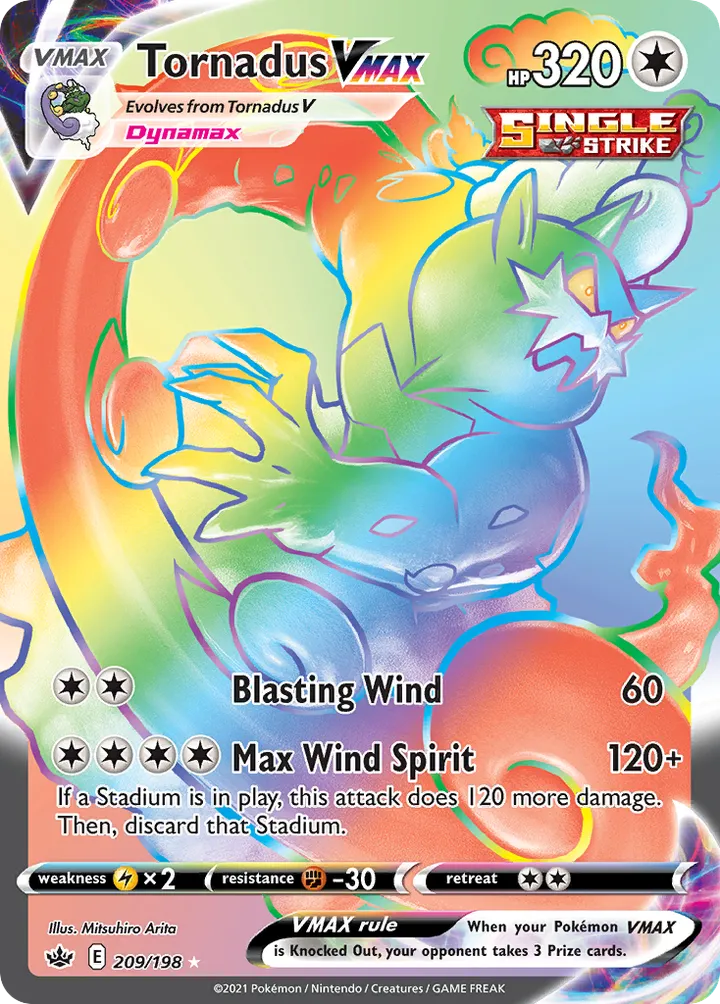 Sword & Shield—Chilling Reign 영어판 Tornadus VMAX 209 카드 앞면