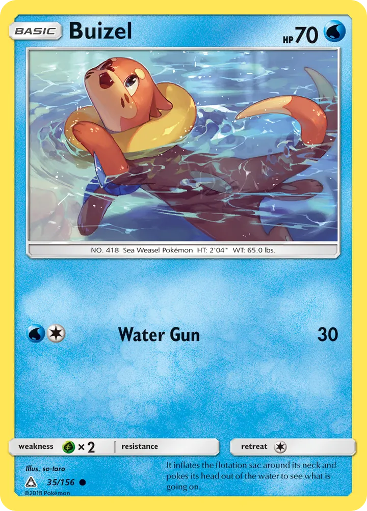 Sun & Moon—Ultra Prism 영어판 Buizel 35 카드 앞면