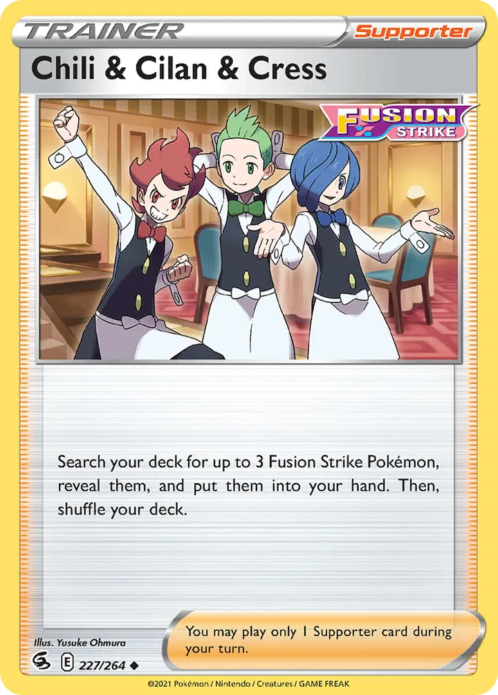 Sword & Shield—Fusion Strike 영어판 Chili & Cilan & Cress 227 카드 앞면