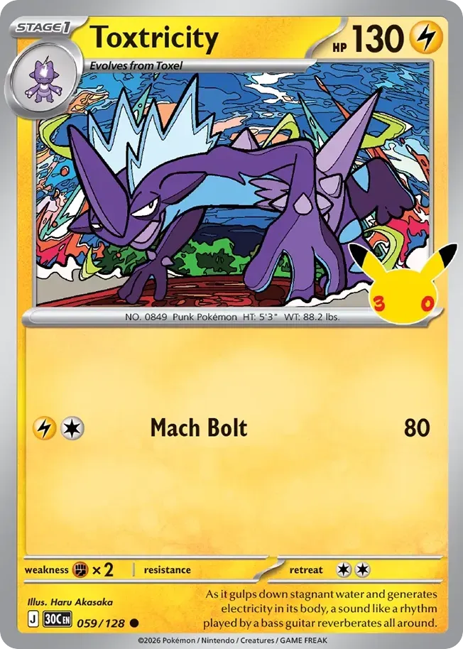 Pokémon TCG: 30th Celebration 영어판 Toxtricity 59 카드 앞면
