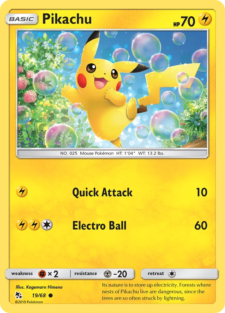 Hidden Fates 英語版 Pikachu 19 カード表面