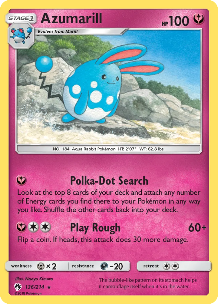 Sun & Moon—Lost Thunder 英語版 Azumarill 136 カード表面