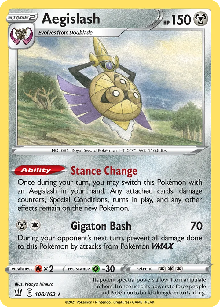 Sword & Shield—Battle Styles 영어판 Aegislash 108 카드 앞면