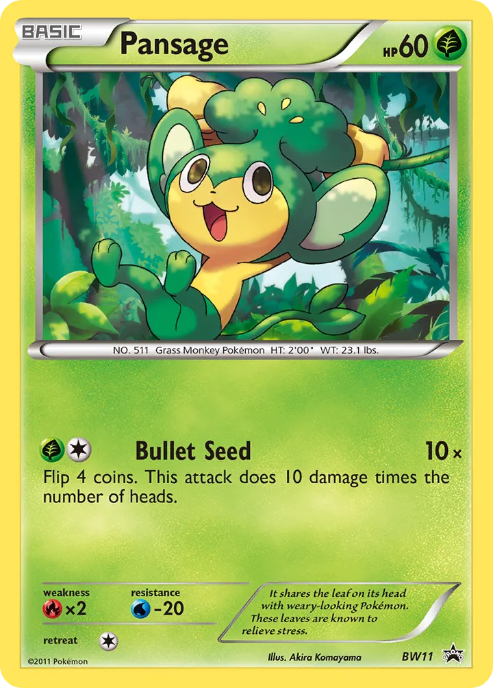 Front of Pansage BW11, BW Black Star Promos English