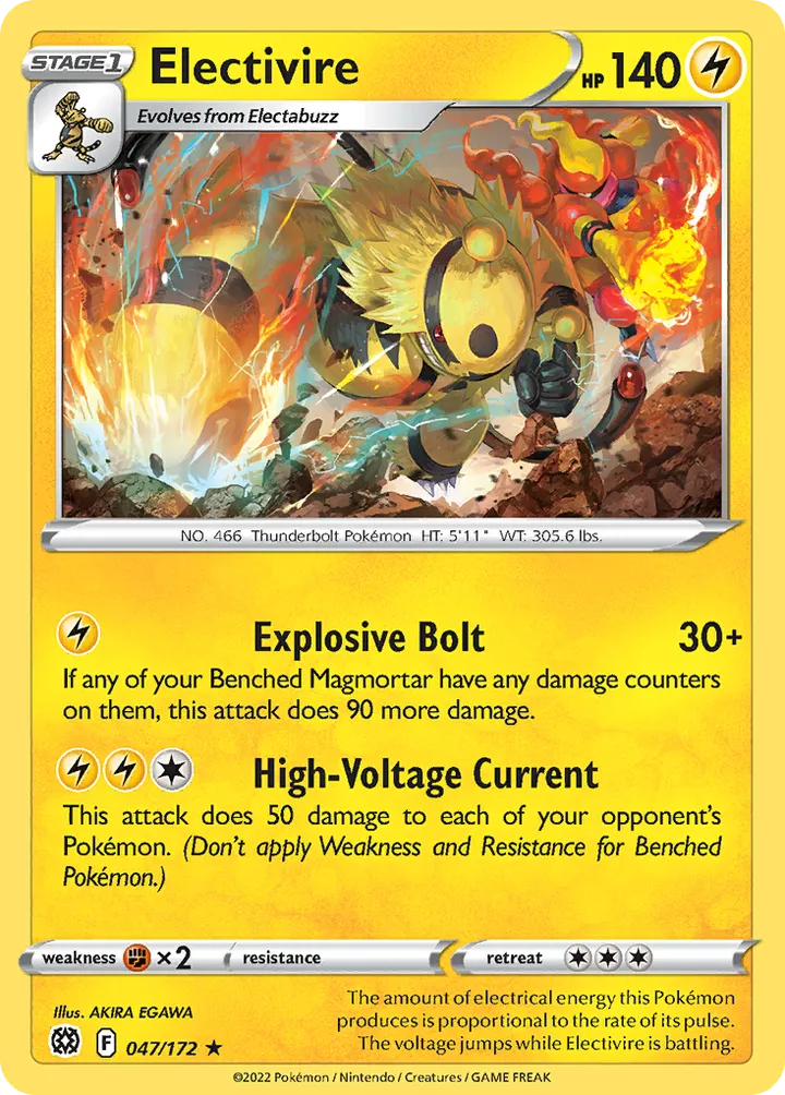 Sword & Shield—Brilliant Stars 영어판 Electivire 47 카드 앞면