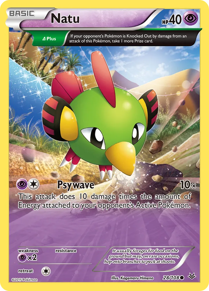 XY—Roaring Skies 영어판 Natu 28 카드 앞면