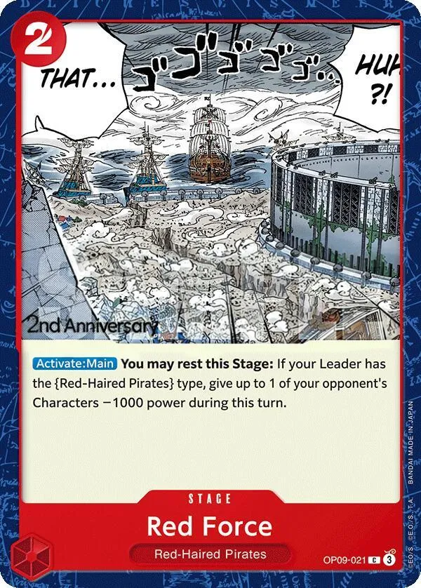 Emperors in the New World 영어판 Red Force OP09-021 · 기념 대회 카드 앞면