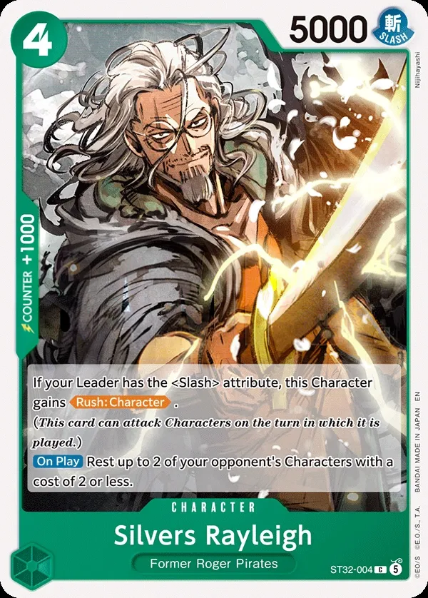 GREEN Roronoa Zoro 영어판 Silvers Rayleigh ST32-004 카드 앞면
