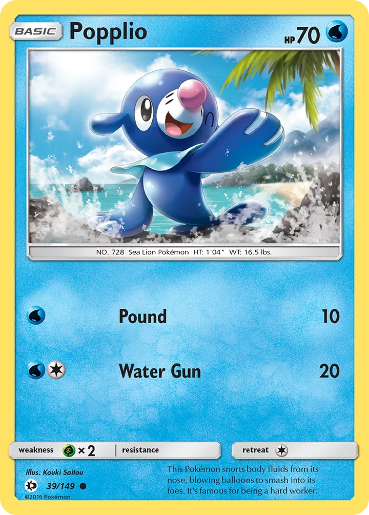 Sun & Moon 영어판 Popplio 39 카드 앞면