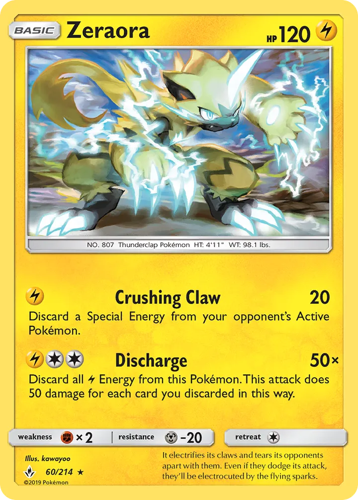Sun & Moon—Unbroken Bonds 영어판 Zeraora 60 카드 앞면
