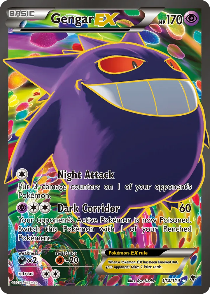XY—Phantom Forces 영어판 Gengar-EX 114 카드 앞면