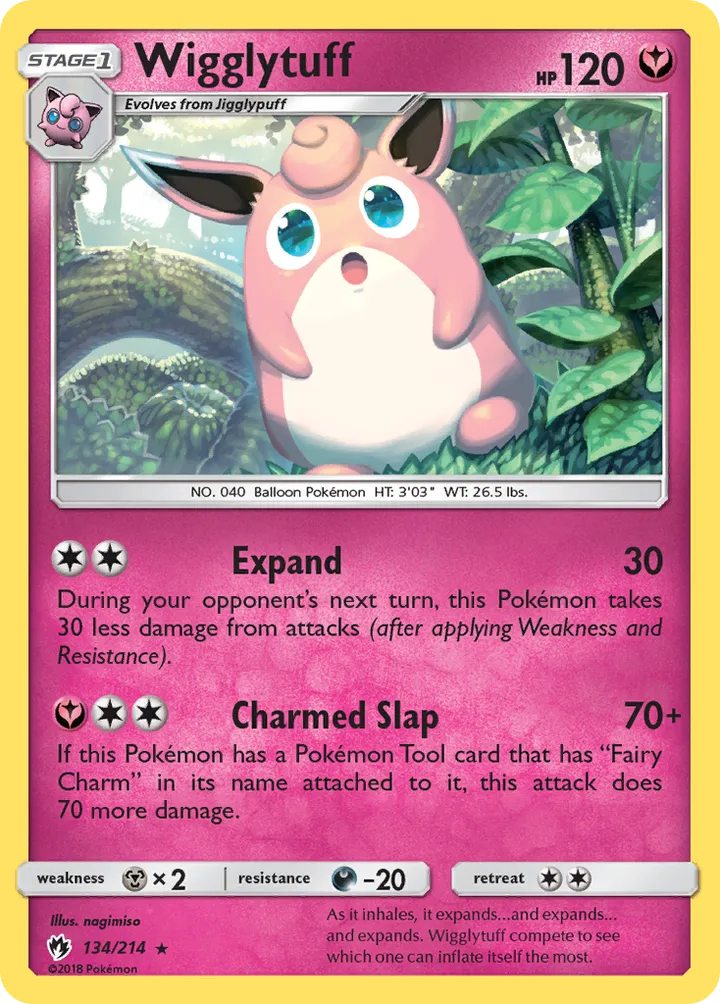 Sun & Moon—Lost Thunder 영어판 Wigglytuff 134 카드 앞면