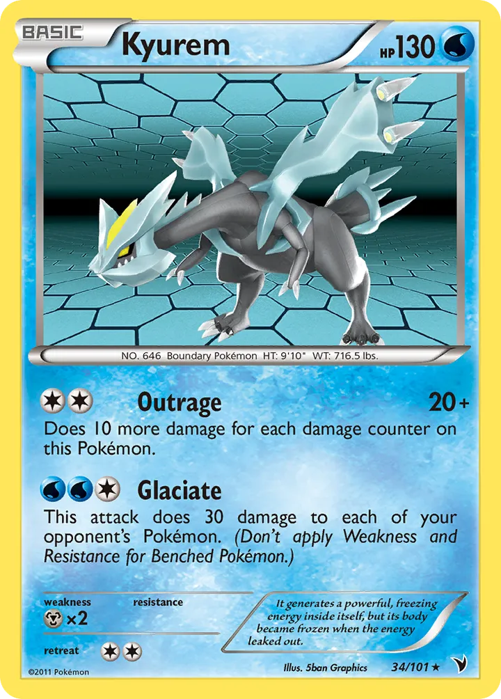 Black & White—Noble Victories 영어판 Kyurem 34 카드 앞면