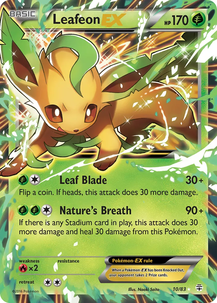 Generations 영어판 Leafeon-EX 10 카드 앞면
