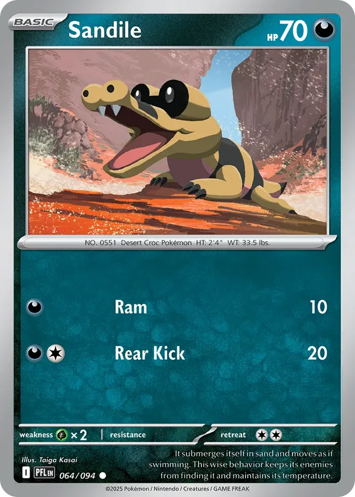 Mega Evolution—Phantasmal Flames 英語版 Sandile 64 カード表面