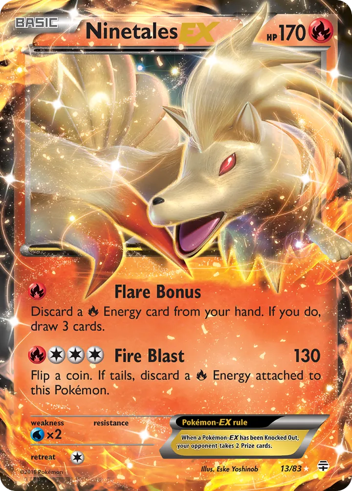Generations 영어판 Ninetales-EX 13 카드 앞면