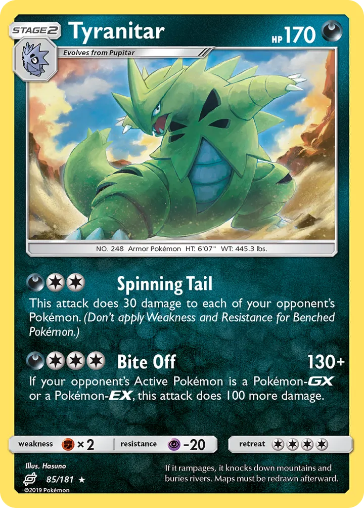 Sun & Moon—Team Up 英語版 Tyranitar 85 カード表面