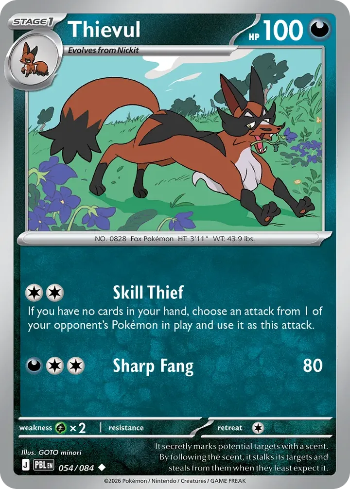 Mega Evolution—Pitch Black 영어판 Thievul 54 카드 앞면
