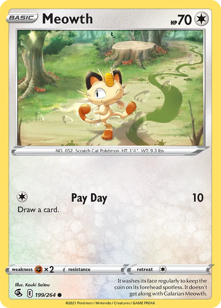 Sword & Shield—Fusion Strike 英語版 Meowth 199 カード表面