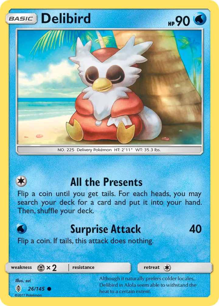 Sun & Moon—Guardians Rising 英語版 Delibird 26 カード表面