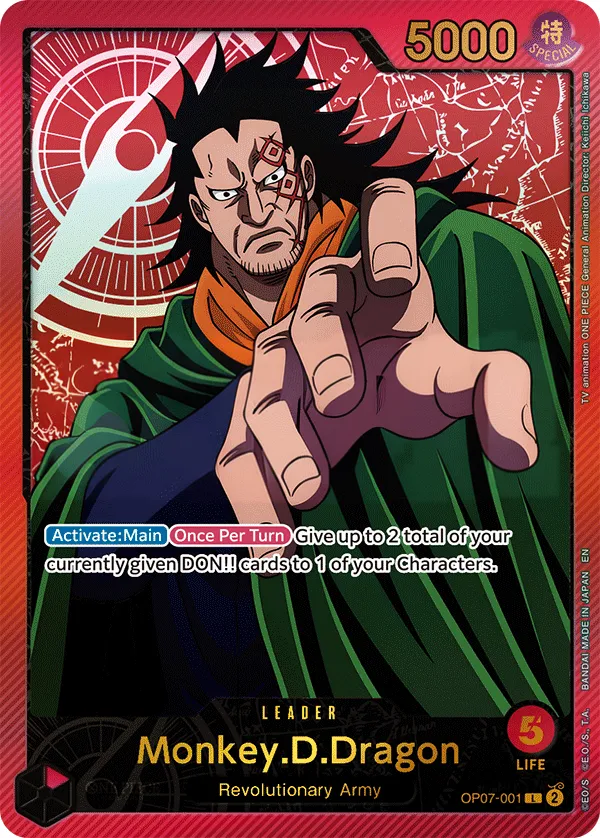 500 Years in the Future 英語版 Monkey.D.Dragon OP07-001 · パラレル 2 カード表面