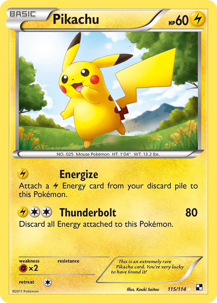 Black & White 영어판 Pikachu 115 카드 앞면