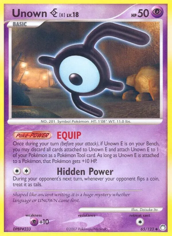 Diamond & Pearl—Mysterious Treasures 영어판 Unown [E] 65 카드 앞면