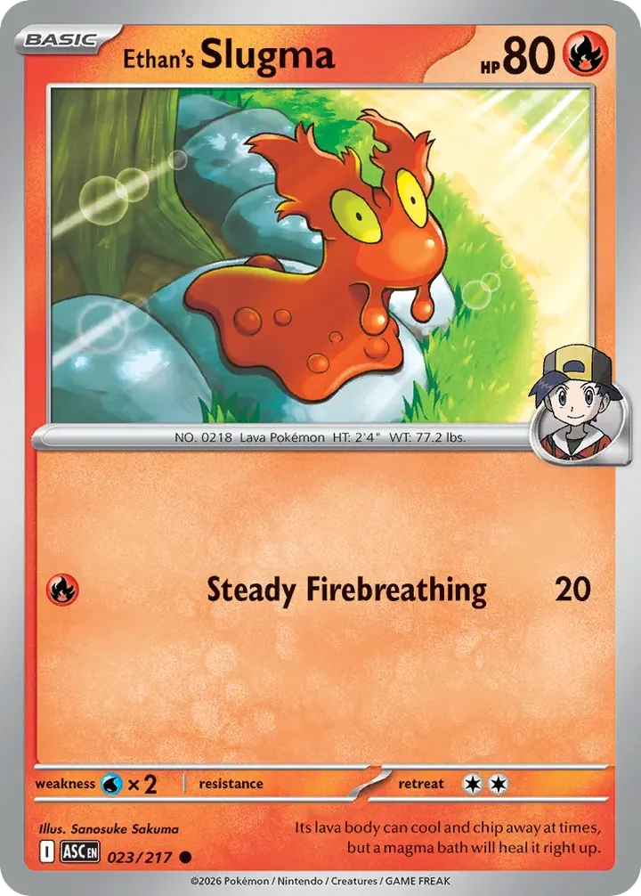 Mega Evolution—Ascended Heroes 영어판 Ethan's Slugma 23 카드 앞면