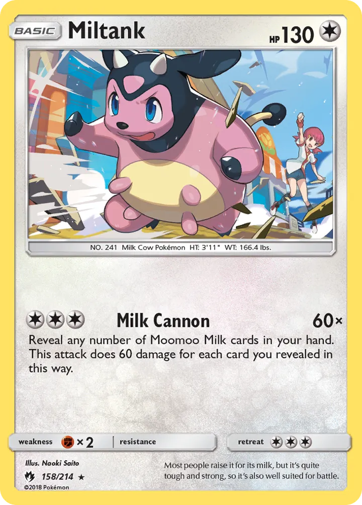 Sun & Moon—Lost Thunder 英語版 Miltank 158 カード表面
