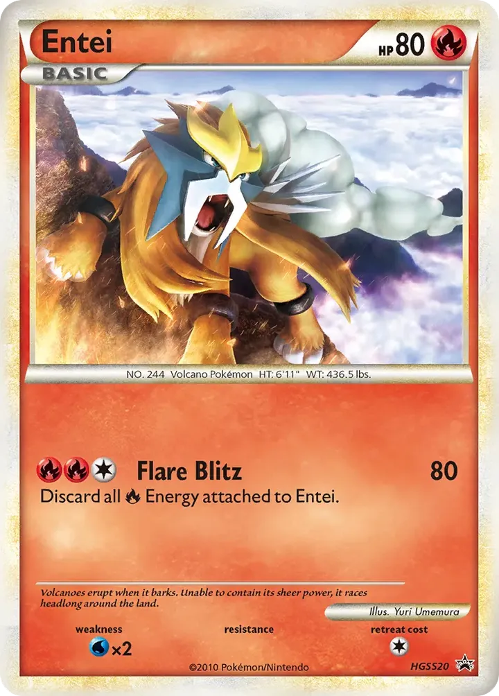 HGSS Black Star Promos 영어판 Entei HGSS20 카드 앞면