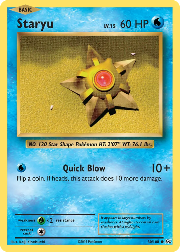 XY—Evolutions 영어판 Staryu 30 카드 앞면