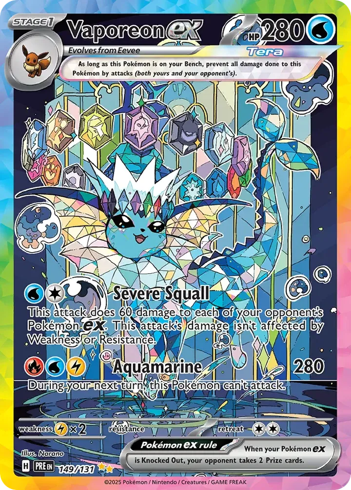 Scarlet & Violet—Prismatic Evolutions 영어판 Vaporeon ex 149 카드 앞면