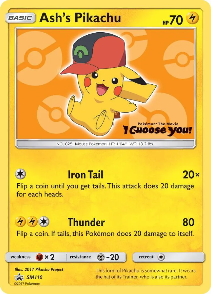 SM Black Star Promos 영어판 Ash's Pikachu SM110 카드 앞면