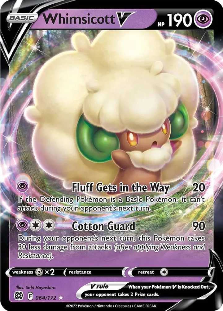 Sword & Shield—Brilliant Stars 영어판 Whimsicott V 64 카드 앞면