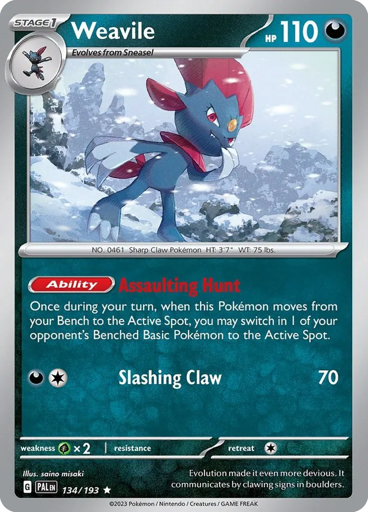 Scarlet & Violet—Paldea Evolved 英語版 Weavile 134 カード表面