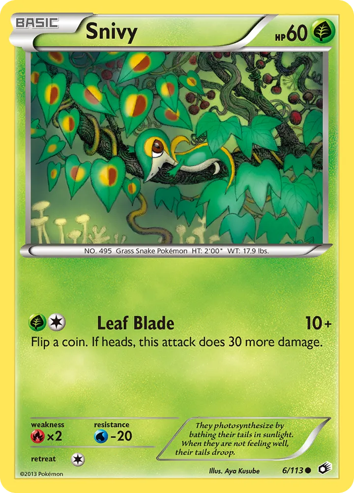 Black & White—Legendary Treasures 영어판 Snivy 6 카드 앞면