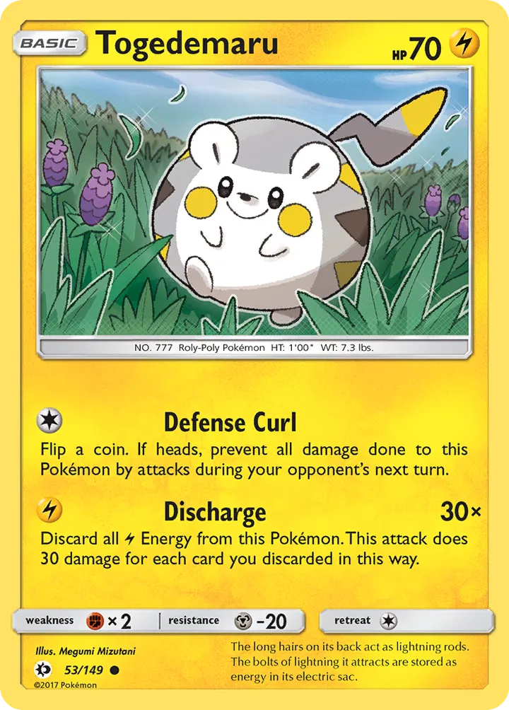 Sun & Moon 영어판 Togedemaru 53 카드 앞면