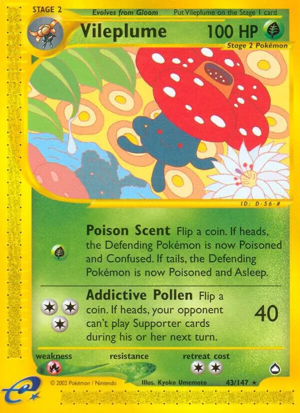 Aquapolis 영어판 Vileplume 43 카드 앞면
